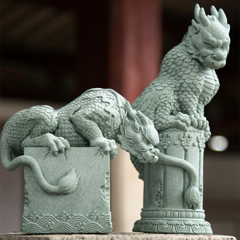 Buddha Stones Feng Shui, dragón sentado de pie, éxito, suerte, decoración del hogar - image 2