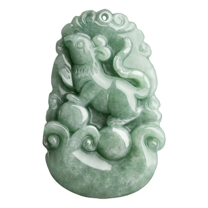 Buddha Stones Jade verde natural 12 Zodíaco chino Suerte Prosperidad Collar Colgante