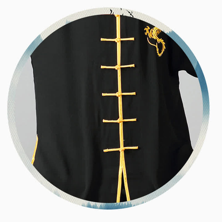 Conjunto de ropa unisex con bordado de dragón y Buddha Stones para práctica espiritual de Qi Gong, meditación y oración.
