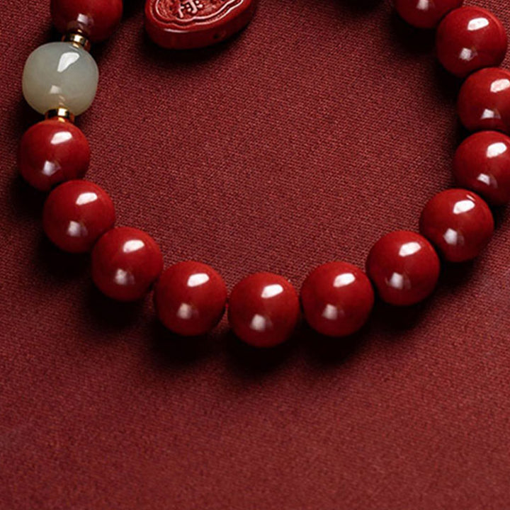 Pulsera con dijes de protección curativa de jade cinabrio con Buddha Stones