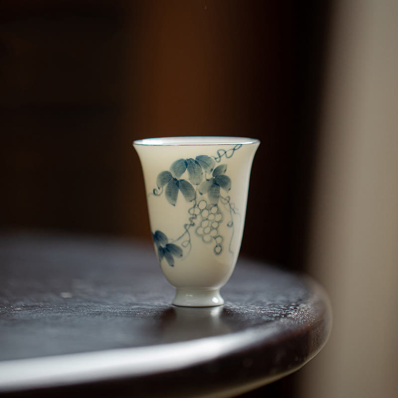 Taza de té de cerámica con uvas pintadas a mano, Buddha Stones, Kung Fu, 30ml