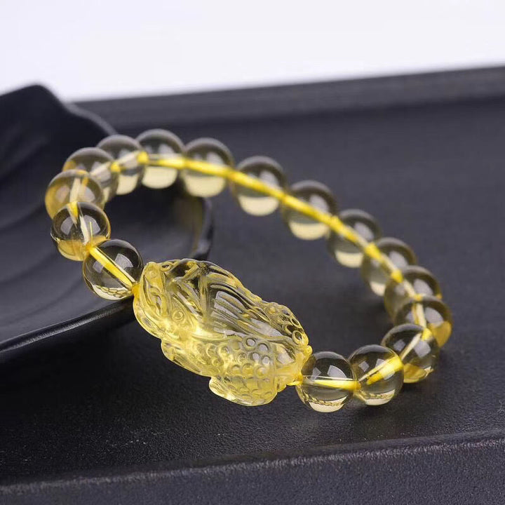 Pulsera elástica de citrino natural Pi Xiu