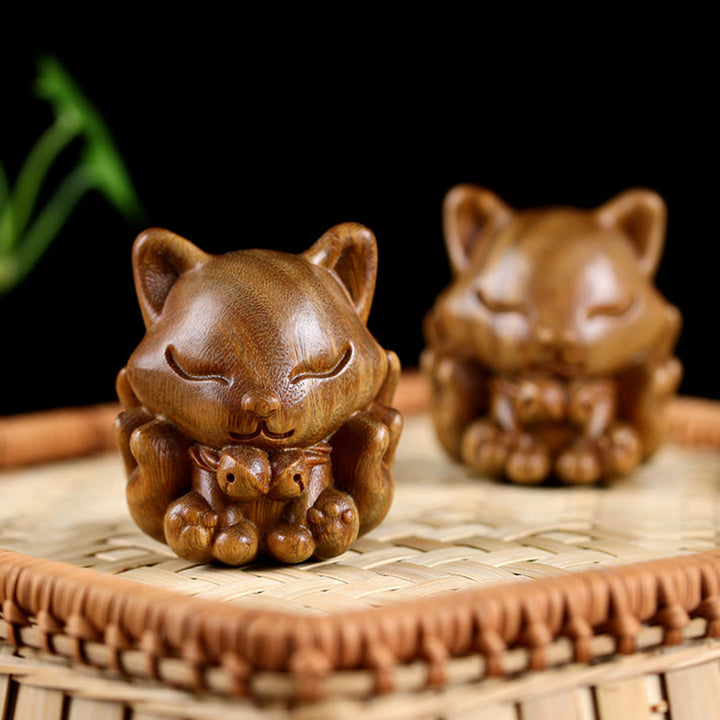 Miniatura de zorro de nueve colas, Buddha Stones, marfil, fruta, sándalo, sándalo verde, decoración bendita - image 21