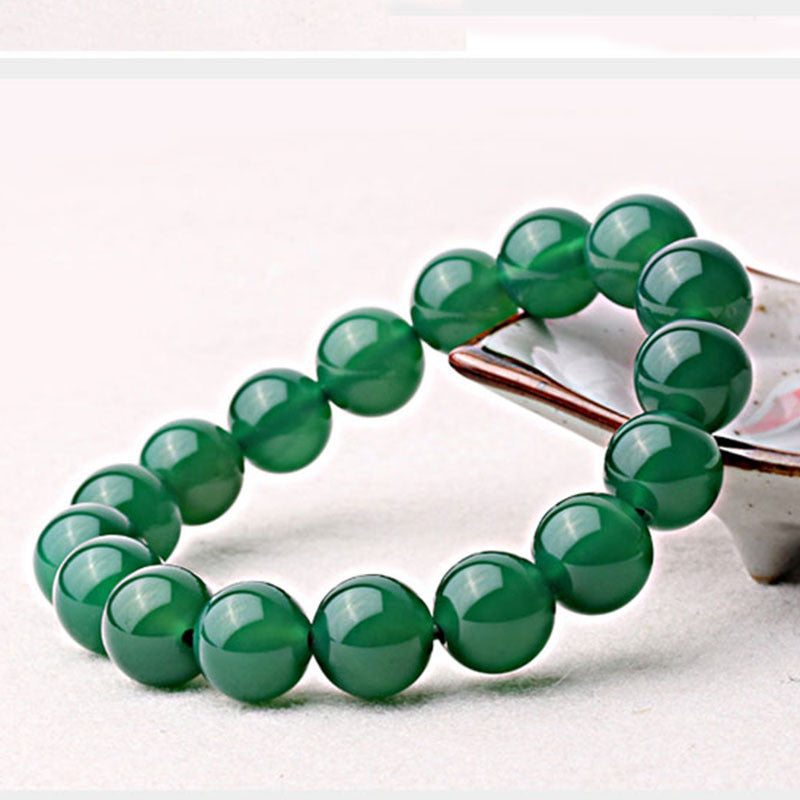 Pulsera de soporte de ágata verde natural con Buddha Stones