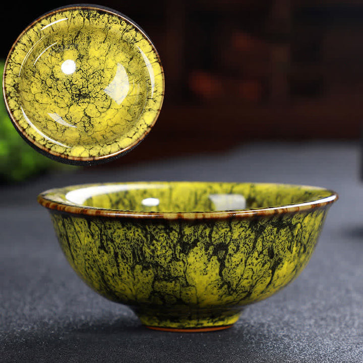 Tazas de té de cerámica coloridas con Buddha Stones para el hogar y la oficina - Caqui oscuro - image 62