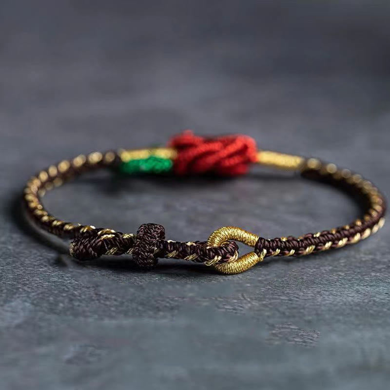 Pulsera hecha a mano con Buddha Stones, cuerda de flor rosa, ocho hilos, nudo de paz, suerte