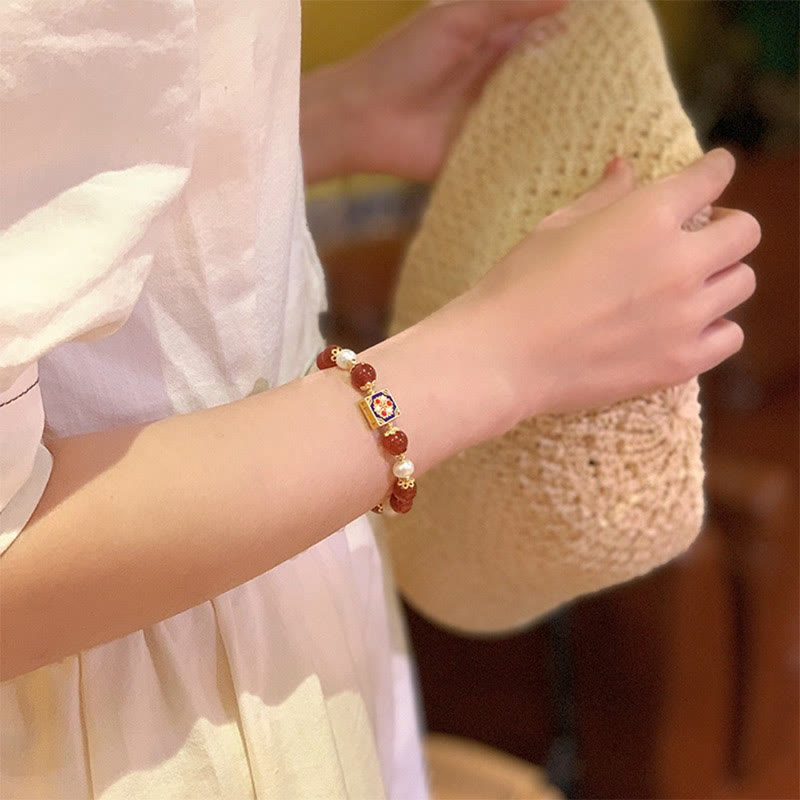 Pulsera Autoaceptación Confianza Perla Ágata Roja Buddha Stones
