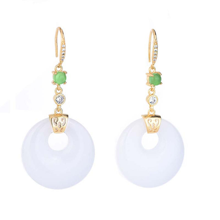 Pendientes colgantes de bendición de jade blanco FengShui