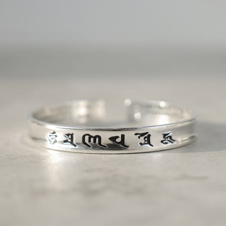 Pulsera de cobre blanco con mantra tibetano de Buddha Stones