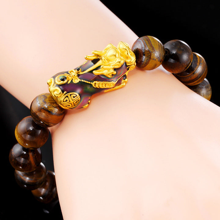 Pulsera Feng Shui de ojo de tigre hecha a mano tibetana con Buddha Stones