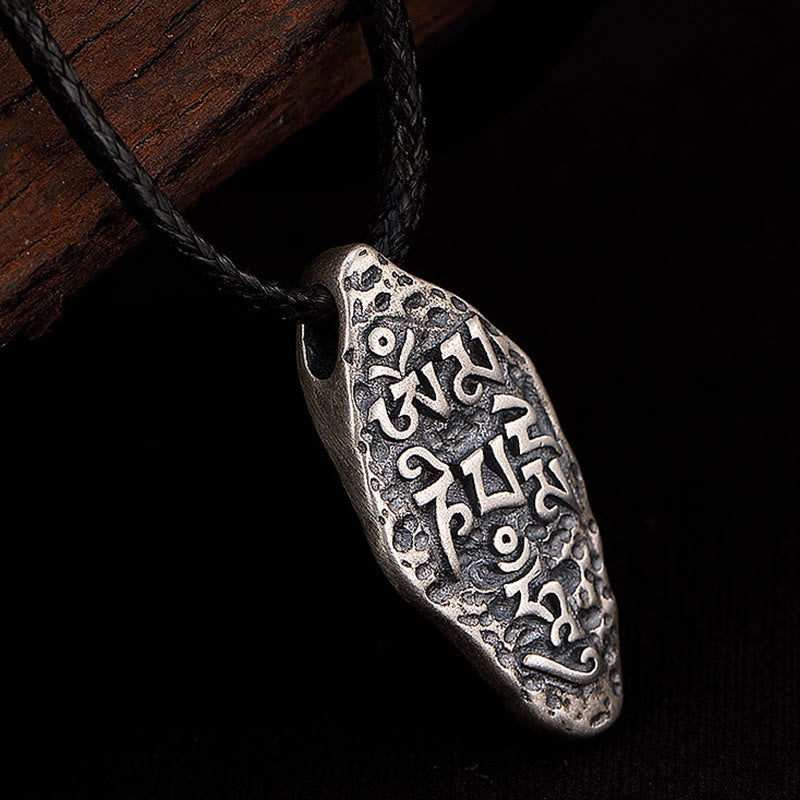 Colgante de plata de ley 925 tibetana con Buddha Stones Om Mani Padme Hum Dorje Vajra, colgante de fuerza grabado - image 10