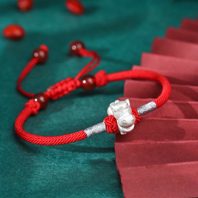 Pulsera de hilo rojo de la fuerza de la suerte del zodíaco chino de plata de ley 999 con Buddha Stones - Caballo (tamaño de la pulsera: 15,5 cm + 8 cm) - image 12