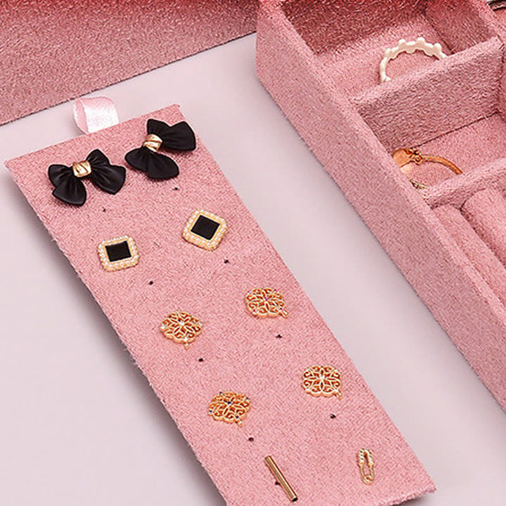 Caja organizadora de joyas de diseño Simple con Buddha Stones, caja de almacenamiento de joyas de dos capas, caja de franela con cerradura - image 14