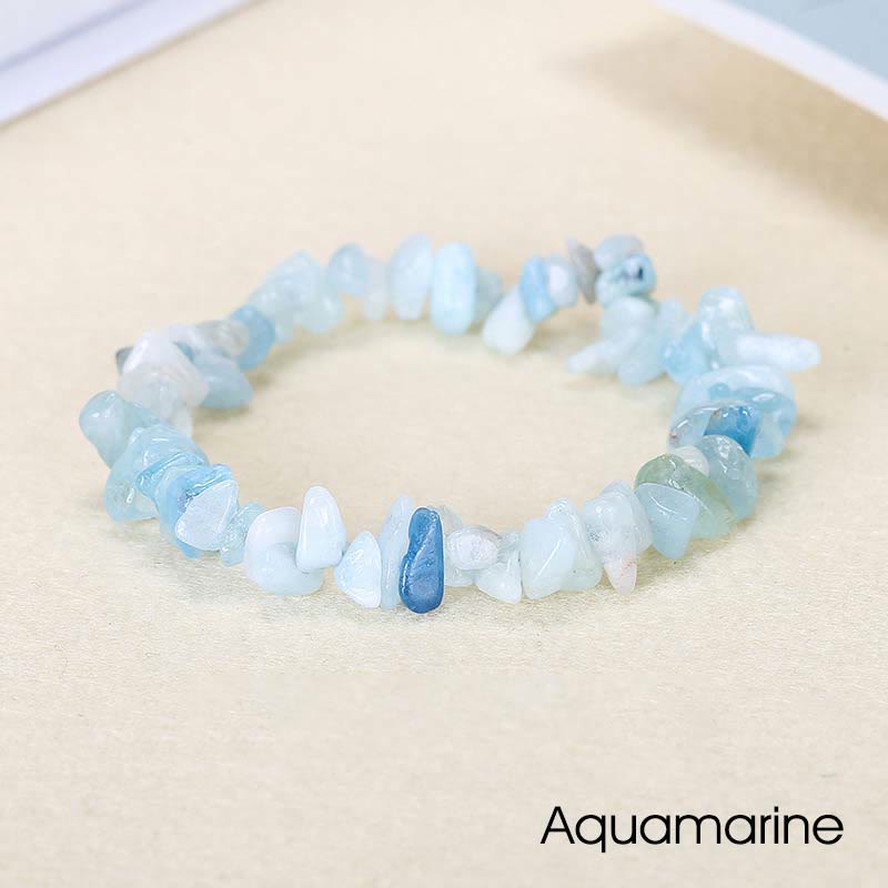 Pulsera calmante de calidez de piedra de cristal de forma irregular natural - Aguamarina (Circunferencia de la muñeca: 15-16 cm) - image 38
