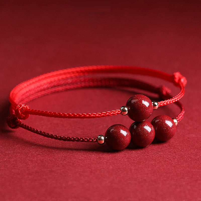 Pulsera tobillera con cuentas de cinabrio de la suerte naturales con Buddha Stones