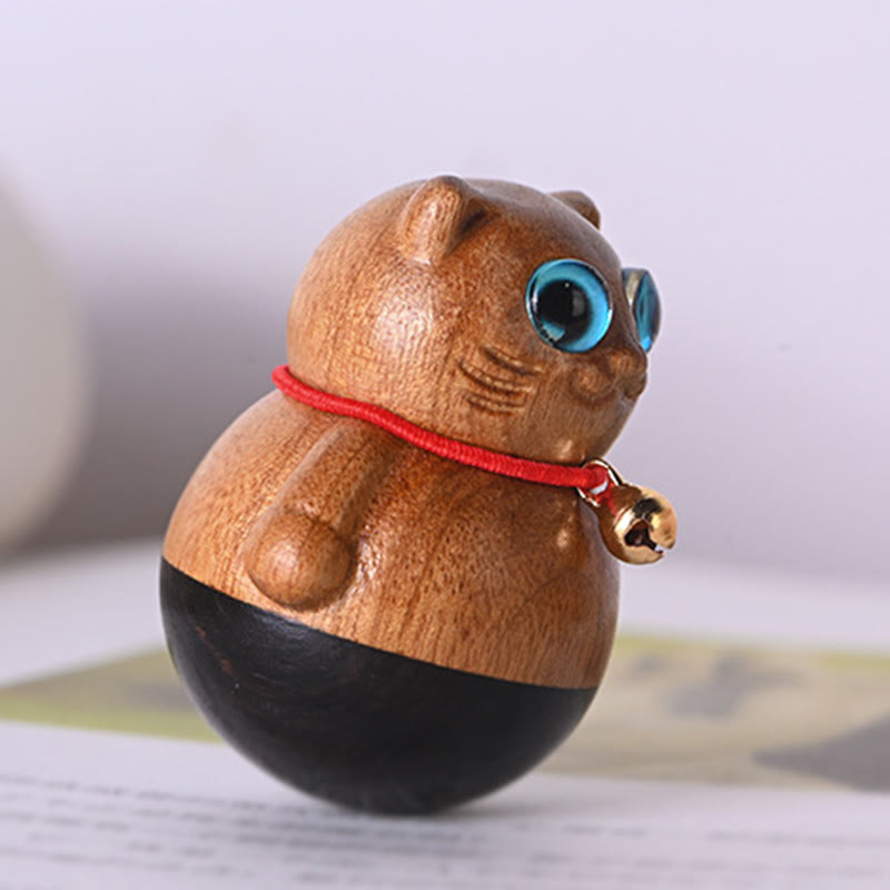 Buddha Stones Mini gato de la suerte gatito Phoebe Zhennan decoración de bendición de madera - image 2