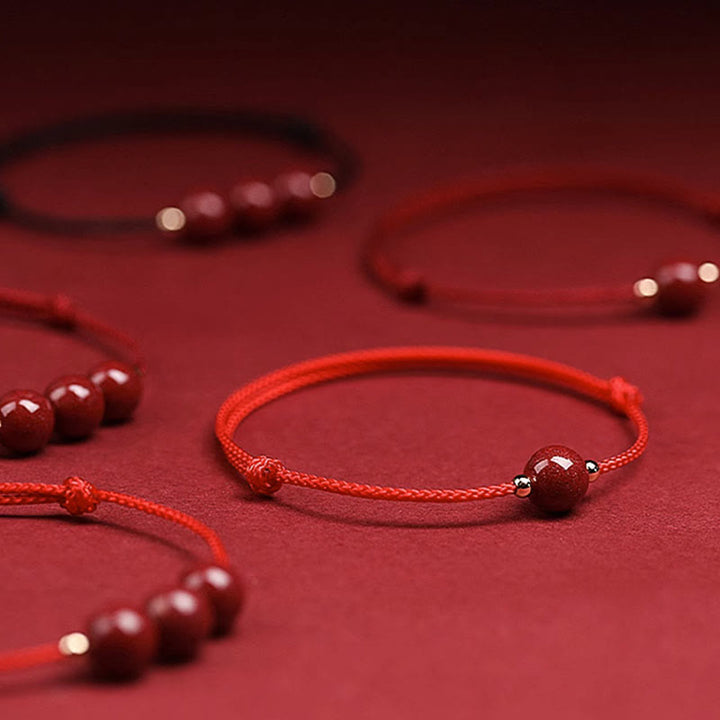 Pulsera tobillera con cuentas de cinabrio de la suerte naturales con Buddha Stones