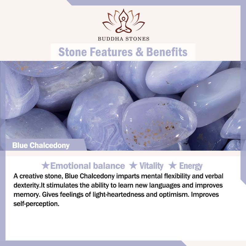 Pulsera de Energía de Equilibrio Emocional de Calcedonia Azul Buddha Stones
