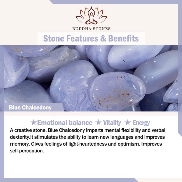Pulsera de Energía de Equilibrio Emocional de Calcedonia Azul Buddha Stones