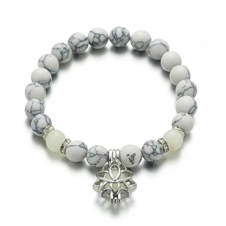 Pulsera de protección de loto con cuentas luminosas de piedra brillante turquesa tibetana de Buddha Stones