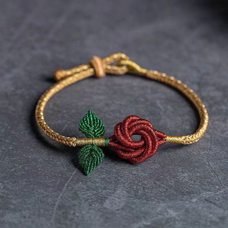 Pulsera hecha a mano con Buddha Stones, cuerda de flor rosa, ocho hilos, nudo de paz, suerte