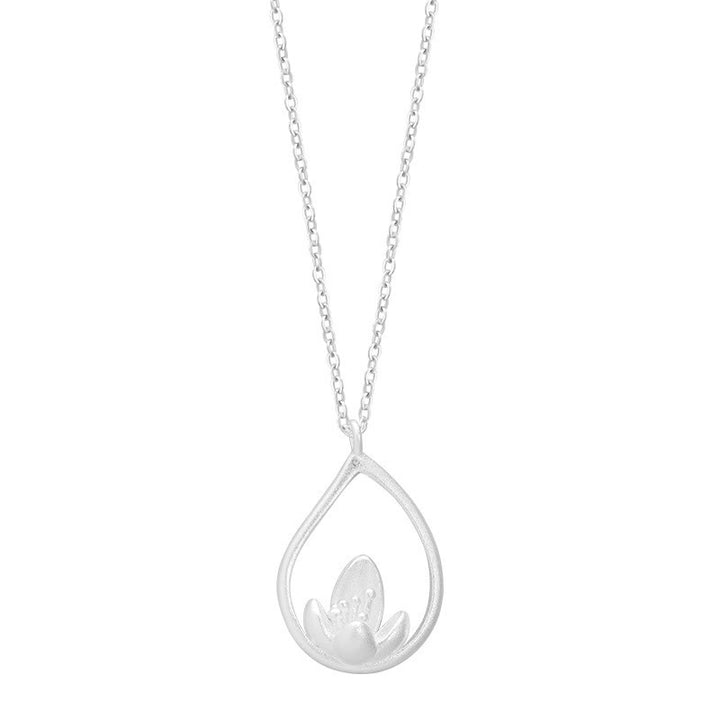 Colgante de collar con iluminación floral de flor de loto de plata de ley 925 con Buddha Stones - image 7