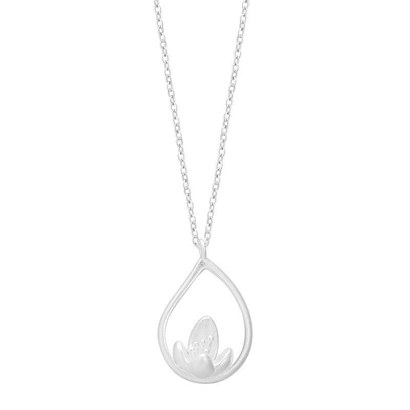 Colgante de collar con iluminación floral de flor de loto de plata de ley 925 con Buddha Stones - image 7