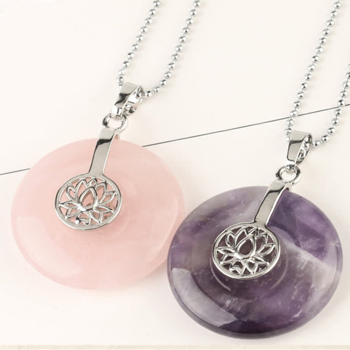 Buddha Stones, varios cristales, amatista, cristal rosa, colgante de collar curativo de loto - image 2