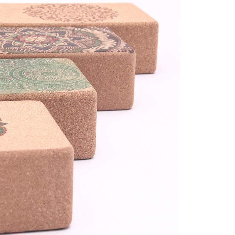 Bloque de corcho de yoga consciente con mandala tibetana de Buddha Stones