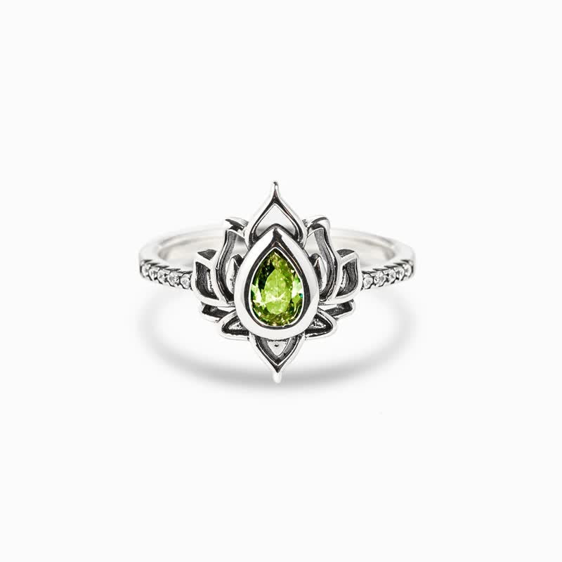 Anillo de protección de bendición de circonita de loto de plata de ley con Buddha Stones - image 8