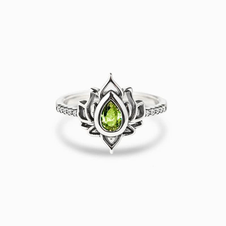 Anillo de protección de bendición de circonita de loto de plata de ley con Buddha Stones - image 8