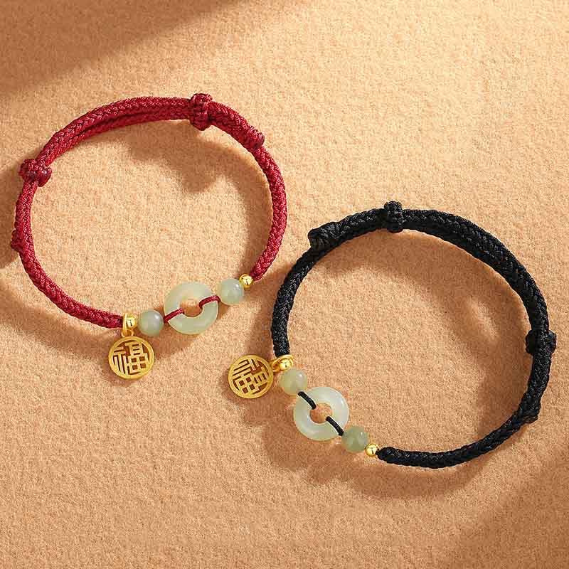 Pulsera de plata de ley 925 con Buddha Stones , jade hetiano, hebilla de la paz, dije de personaje Fu, pulsera de abundancia