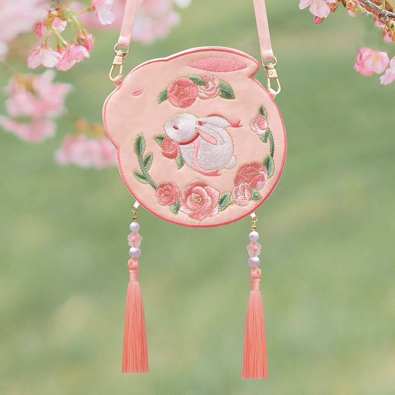 Bordado de Buddha Stones, Panda de la suerte, gato, Shiba Inu, ciervo, conejo, zorro, flor, Animal bonito, Hanfu, bolso cruzado, bolso de hombro