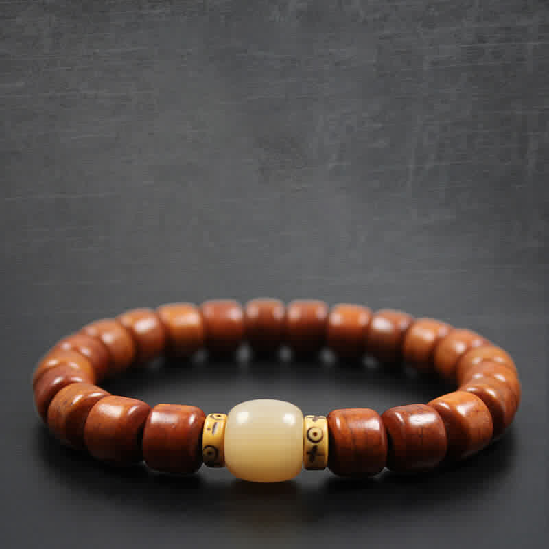 Pulsera de fuerza Om Mani Padme Hum con cuentas de hueso tibetano de piedras de Buddha Stones