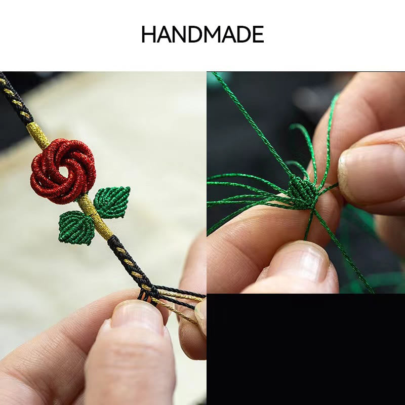 Pulsera hecha a mano con Buddha Stones, cuerda de flor rosa, ocho hilos, nudo de paz, suerte