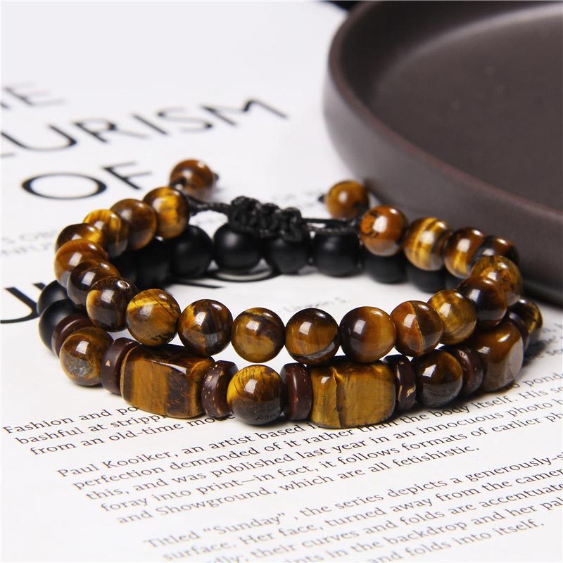 Pulsera Courage de hematita con piedra esmerilada de ojo de tigre de Buddha Stones