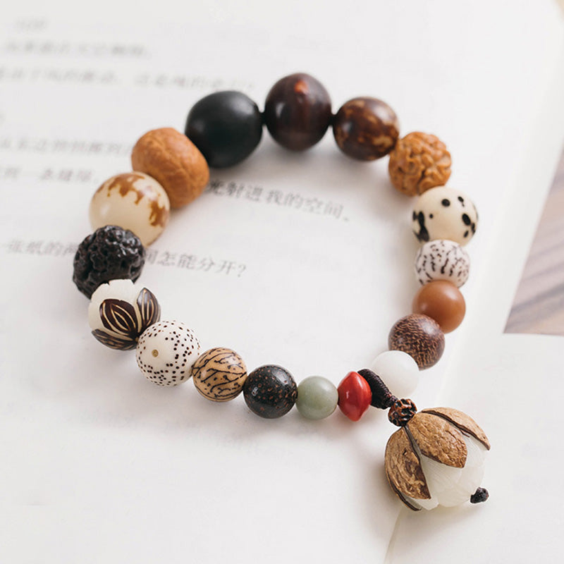 Pulsera Mala de muñeca de la paz de la sabiduría del loto de la semilla de Bodhi