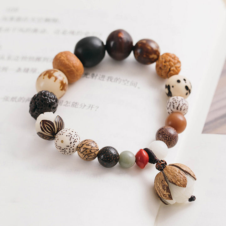Pulsera Mala de muñeca de la paz de la sabiduría del loto de la semilla de Bodhi
