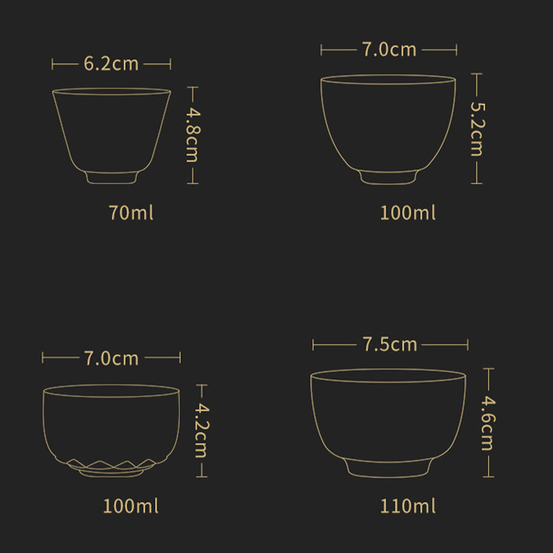 Taza de té de cerámica con grulla auspiciosa de Buddha Stones , tazón de taza de té de Kung Fu