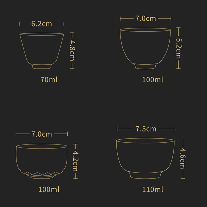 Taza de té de cerámica con grulla auspiciosa de Buddha Stones , tazón de taza de té de Kung Fu