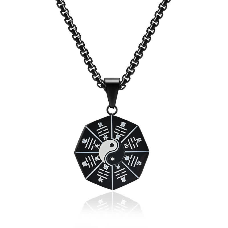Colgante de collar de equilibrio de acero de titanio Bagua Yin Yang - Negro - image 1