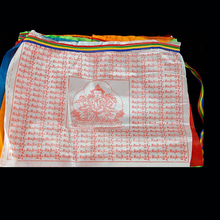 Bandera de oración tibetana de 5 colores con bendición de caballo de viento al aire libre, 20 unidades
