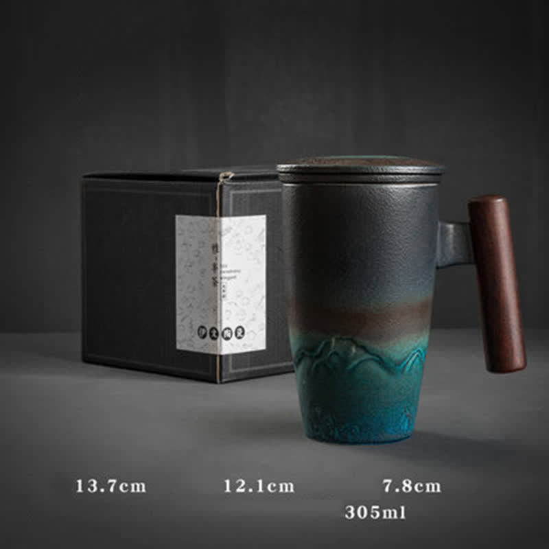 Tazas de té de cerámica vintage con diseño de Buddha Stones y piedras de montaña y mar