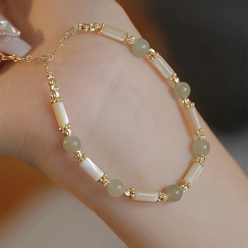 Pulsera de bendición de jade hetiano de ágata roja de piedra tridacna de Buddha Stones