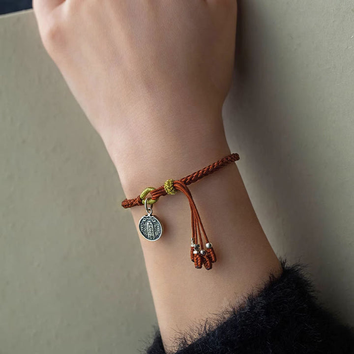 Pulsera trenzada de plata de ley 925 hecha a mano con Buddha Stones , cinco direcciones, dioses de la riqueza, protección de la suerte - image 11