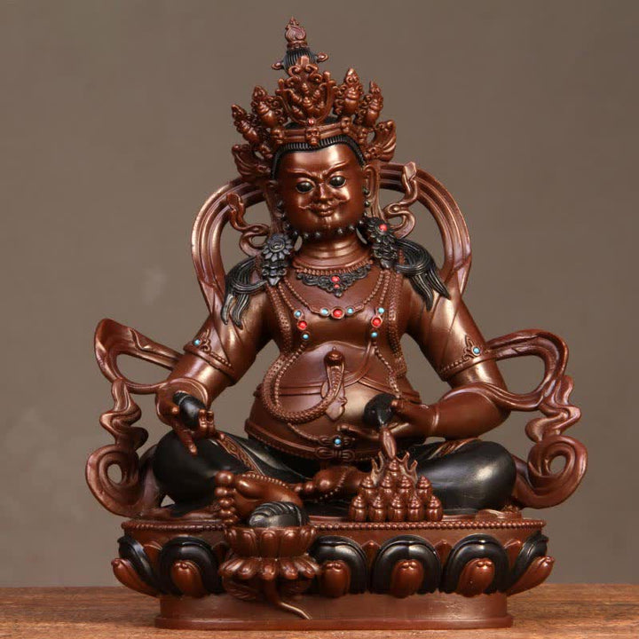 Estatuilla amarilla de Jambhala Bodhisattva, estatua de cobre de compasión, decoración para el hogar y la Oficina - 13 cm x 8,5 cm x 15,5 cm - image 9