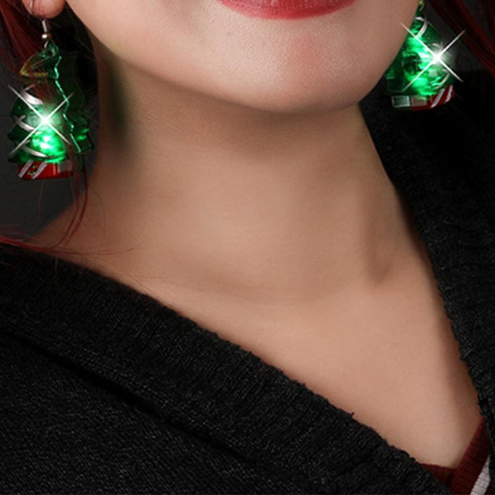 Pendientes luminosos de alce de árbol de Papá Noel de Navidad LED
