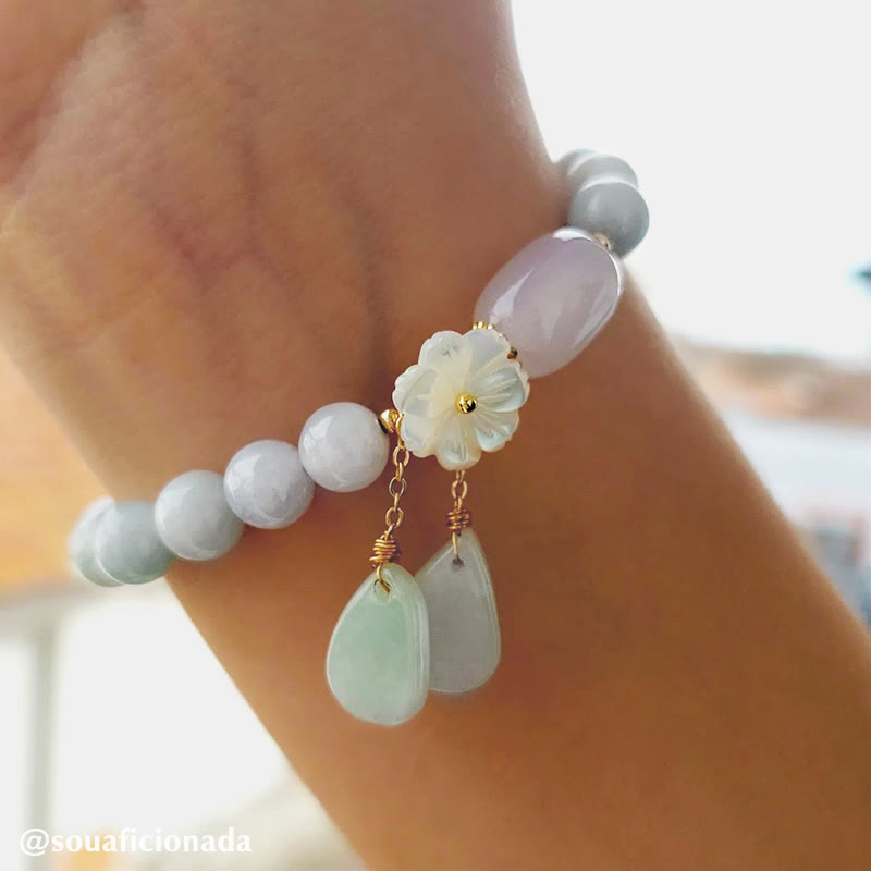 Pulsera de la Suerte de Jade Blanco Natural con Buddha Stones