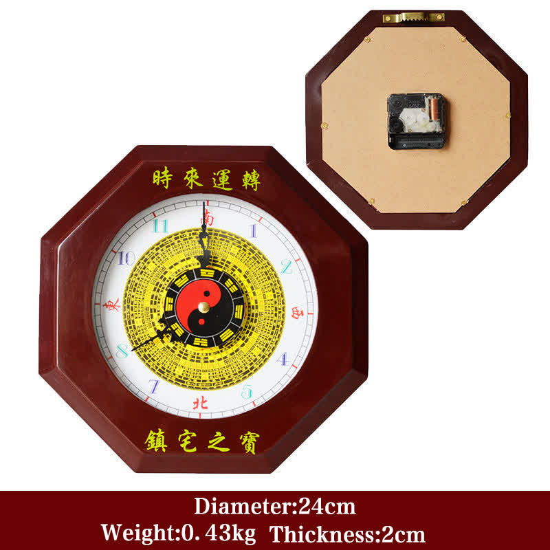 Reloj de pared con mapa de energía de equilibrio de mapa Feng Shui Bagua - Reloj de pared y mapa Bagua rojo oscuro de 24 cm - image 1
