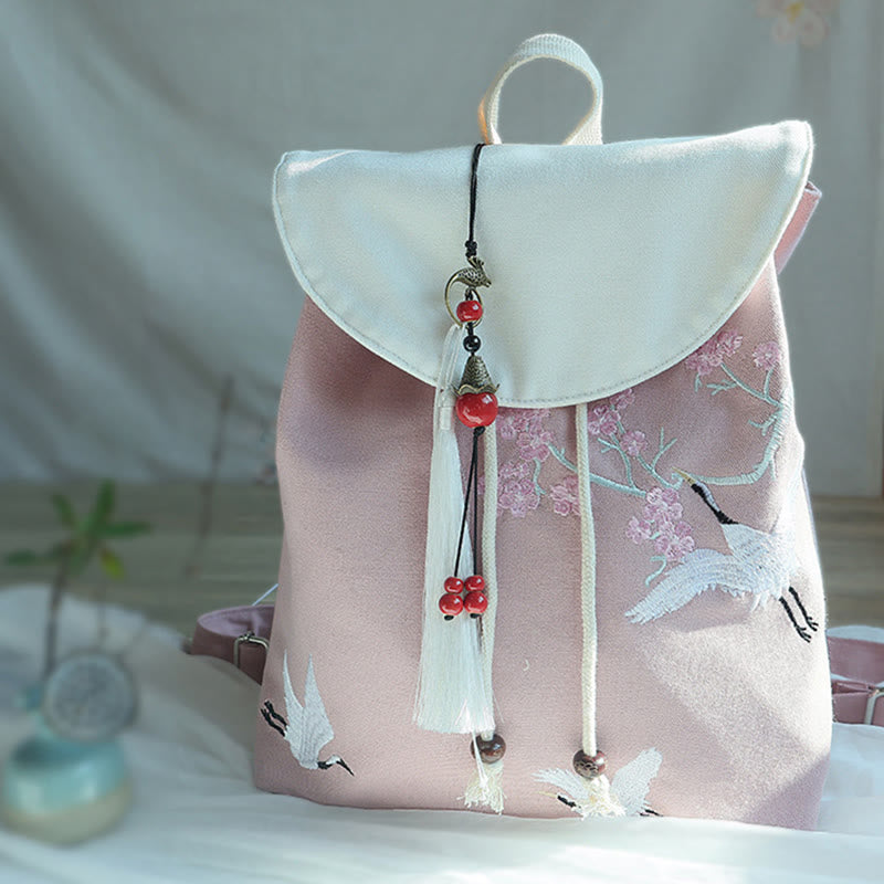 Mochila de lona de gran capacidad bordada hecha a mano con Buddha Stones